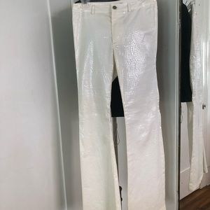 WOMYN iridescent croc scale ivory pants